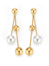 Yana Nesper Boules 18ct Yellow Gold Akoya Pearl And Gold Sphere Drop Earrings BO4