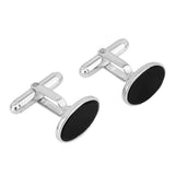 Black Onyx Oval Silver Cufflinks V540B