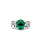 18ct Yellow Gold 1.62ct Emerald And 1.56ct Diamond Laboratory Grown Three Stone Ring