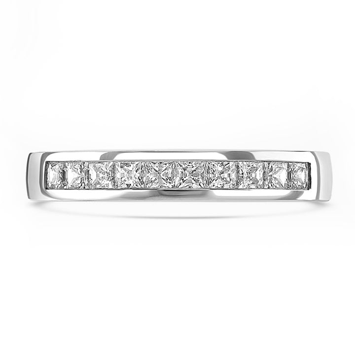 Platinum 0.50ct Princess Cut Diamond Channel Set Half Eternity Ring