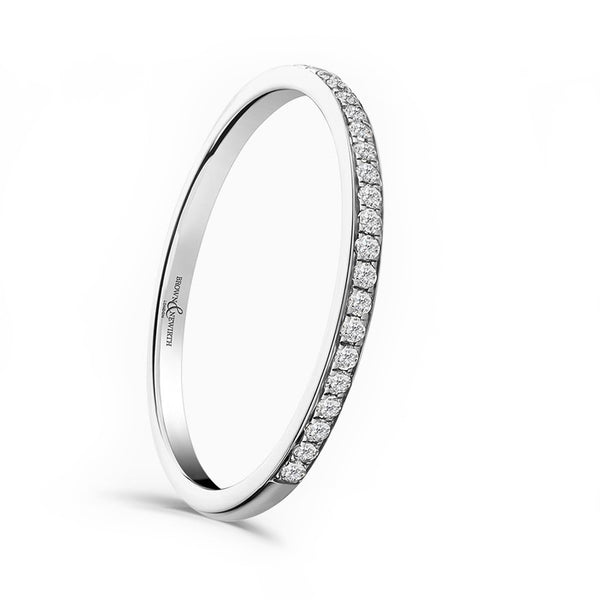 Platinum 0.10ct Round Brilliant Cut Diamond Grain Set Half Eternity Ring