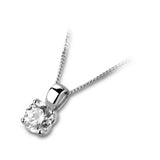 18ct White Gold Round Brilliant Cut Diamond Four Claw Certificated Pendant Only