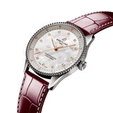 breitling navitimer 32mm mother of pearl diamond dot dial stainless steel quartz ladies watch front side facing image