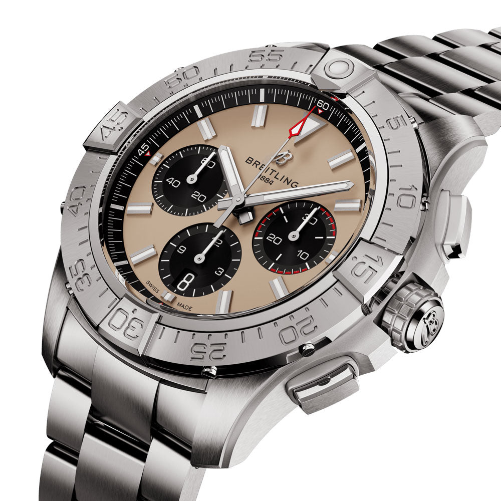 Breitling Avenger B01 Chronograph 44mm Beige Dial Automatic Gents Watch AB0147101A1A1