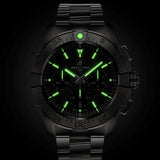 breitling avenger b01 chronograph 44mm black dial stainless steel automatic gents watch in the dark