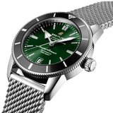 breitling superocean heritage b20 42mm green dial automatic gents watch dial close up