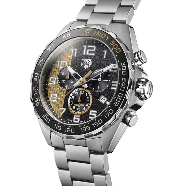 tag heuer formula 1 chronograph x indy 500 limited edition 43mm gents watch side view