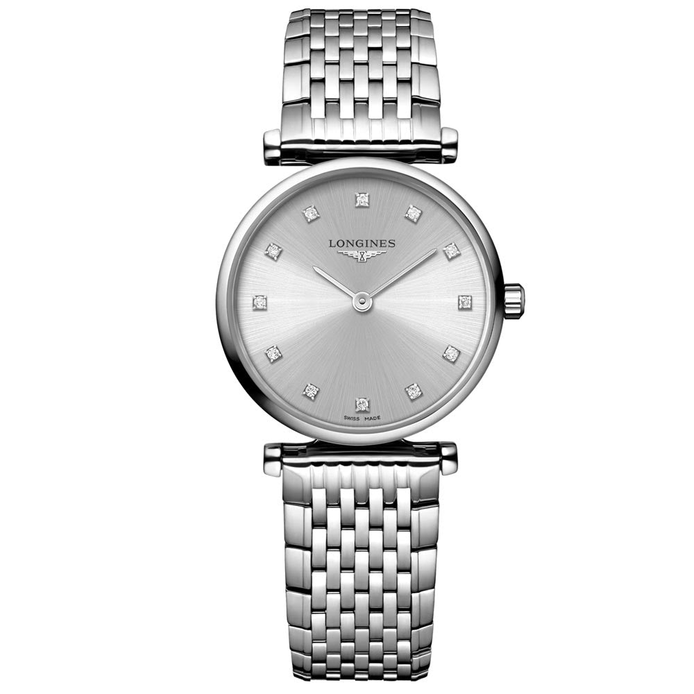 Longines La Grande Classique 24mm Grey Dial Diamond Ladies Quartz Watch L4.209.4.70.6
