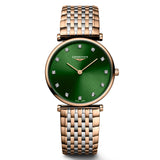 Longines La Grande Classique 29mm Green Diamond Dot Dial Red PVD Steel Ladies Quartz Watch L4.512.1.08.7