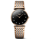 Longines La Grande Classique 29mm Black Dial Red PVD Steel Diamond Ladies Quartz Watch L4.512.1.57.7