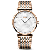 Longines La Grande Classique 38mm MOP Diamond Dot Dial Red PVD Steel Quartz Watch L4.866.1.97.7