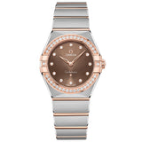 OMEGA Constellation 28mm Brown Dial 18ct Rose Gold and Steel Diamond Ladies Quartz Watch 13125286063001