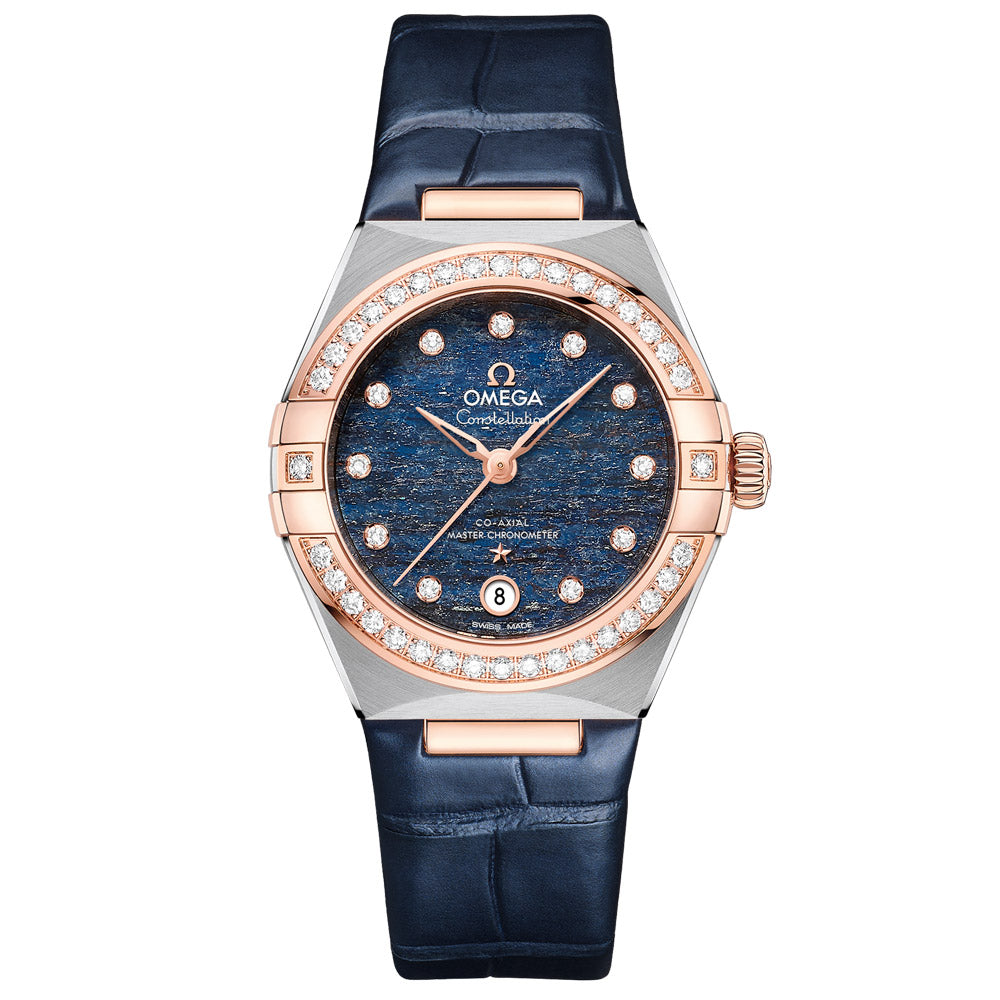 OMEGA Constellation 29mm Blue Dial Steel 18ct Rose Gold Diamond Ladi