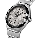 omega constellation 41mm grey dial steel on steel bracelet gents watch front side facing upight image