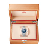 omega constellation 41mm blue dial steel on steel bracelet automatic gents watch in a presentation box