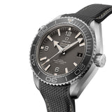 omega seamaster planet ocean 600m 43.5mm steel on rubber strap gents watch front side facing upright image