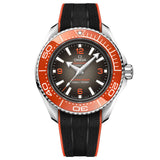 omega seamaster planet ocean 6000m 45.5mm grey dial o-megasteel on rubber strap automatic watch front facing upright image