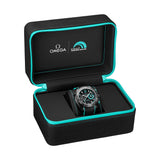 omega seamaster planet ocean 45.5mm black dial black ceramic on rubber strap automatic chronograph watch in a presentation box