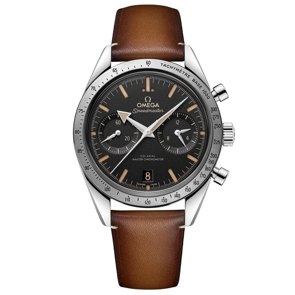 omega speedmaster 57 chronograph 40.5mm black dial manual wound gents watch