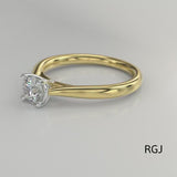 The Petite Open Tulip 18ct Yellow Gold And Platinum Round Brilliant Cut Diamond Solitaire Engagement Ring