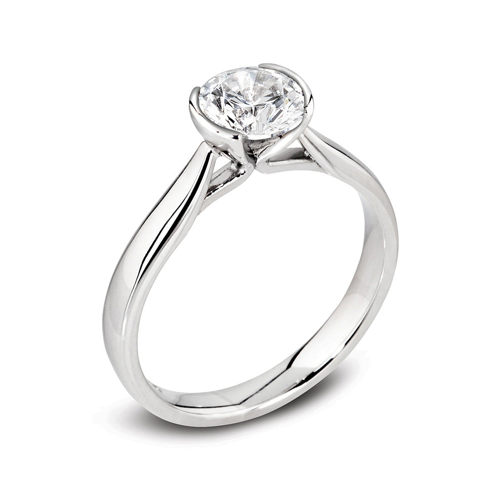 The Dahlia Platinum Round Brilliant Cut Diamond Solitaire Engagement Ring
