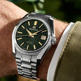 grand seiko heritage collection the rikka summer breeze hi beat 40mm green dial gents automatic watch wrist shot