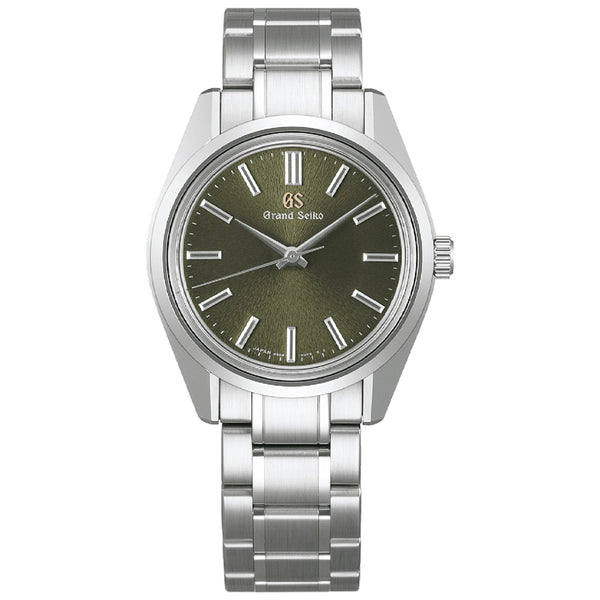 grand seiko mount iwate autumn dusk european limited edition 36mm green dial manual wound watch front facing upright image
