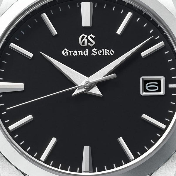 grand seiko heritage collection 37mm black dial quartz watch dial close up