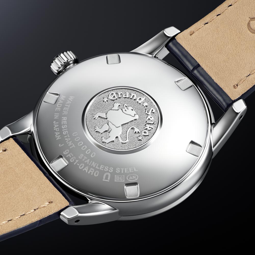 grand seiko elegance collection skyflake quartz 34mm blue dial watch case back view