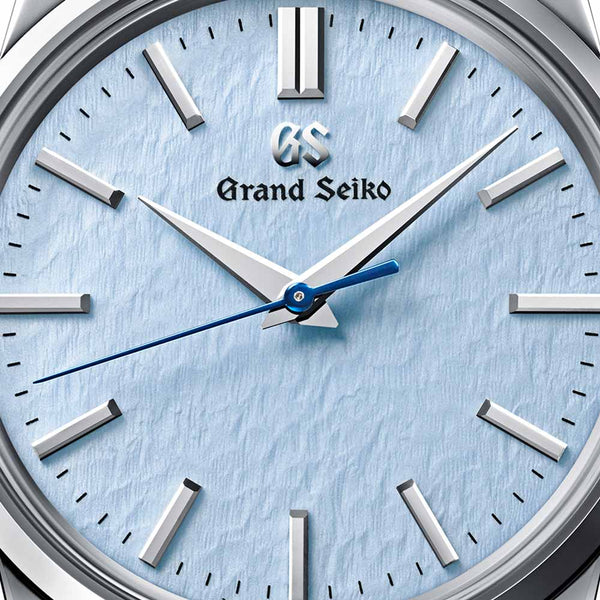 grand seiko elegance collection skyflake quartz 34mm blue dial watch dial close up
