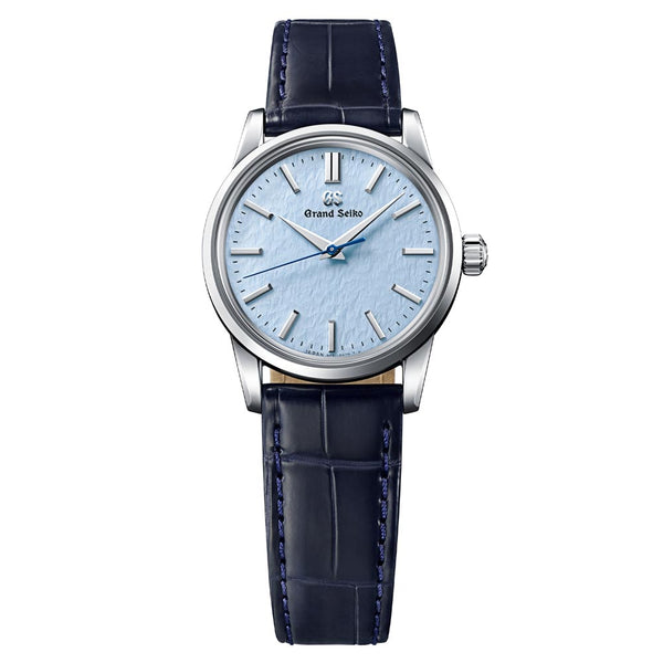 grand seiko elegance collection skyflake quartz 34mm blue dial watch