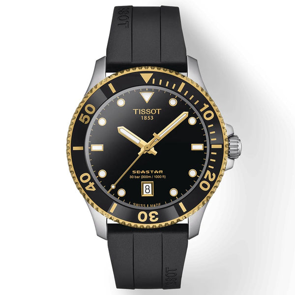 tissot t-sport seastar 1000 black dial 40mm stainless steel watch