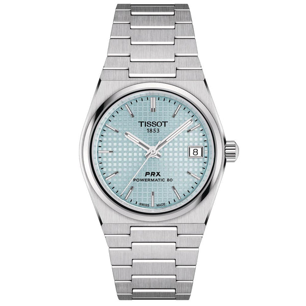 tissot prx powermatic 80 ice blue dial 35mm automatic watch