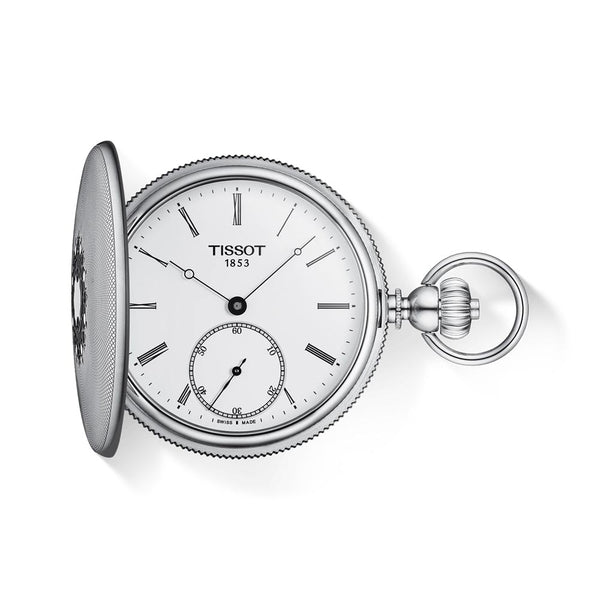 tissot savonnette mechanical white dial stainless steel pocket watch