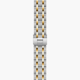 tudor royal 28mm silver diamond dot dial gold and steel on steel and gold bracelet automatic watch showing folding clasp