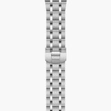 tudor royal 34mm salmon dial steel on steel bracelet automatic watch showing steel bracelet with folding clasp