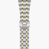 tudor royal 41mm chocolate brown dial gold and steel on gold and steel bracelet automatic watch showing folding clasp