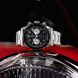 tudor black bay chrono 41mm black dial steel on steel bracelet automatic chronograph watch lifestyle image