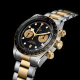 tudor black bay chrono s&g 41mm black dial gold and steel on steel and gold bracelet automatic chronograph watch lifestyle image