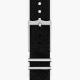 tudor black bay chrono s&g 41mm champagne dial gold and steel on fabric strap automatic chronograph watch showing black fabric strap with tang buckle