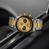 tudor black bay chrono s&g 41mm champagne dial gold and steel on steel and gold bracelet automatic chronograph watch lifestyle image