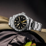 tudor black bay pro 39mm black dial steel on steel bracelet automatic watch lifestyle image