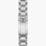 tudor black bay pro 39mm black dial steel on steel bracelet automatic watch showing folding clasp