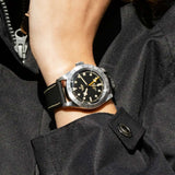 tudor black bay pro 39mm black dial steel on hybrid rubber and leather strap automatic watch lifestyle image