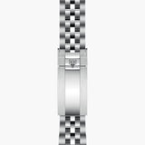 tudor black bay 31 31mm black dial steel on steel bracelet automatic watch showing folding clasp