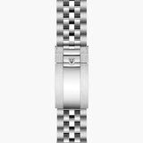 tudor black bay 41 41mm light champagne diamond dot dial steel on steel bracelet automatic watch showing folding clasp