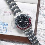 tudor black bay gmt 41mm black dial steel on steel bracelet automatic watch lifestyle image