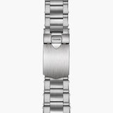 tudor black bay gmt 41mm opaline dial steel on steel bracelet automatic watch showing folding clasp