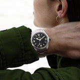 tudor ranger 39mm black dial steel on steel bracelet automatic watch lifestyle image