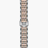 tudor 1926 28mm silver diamond dot dial automatic rose gold and steel on rose gold and steel bracelet watch showing folding clasp